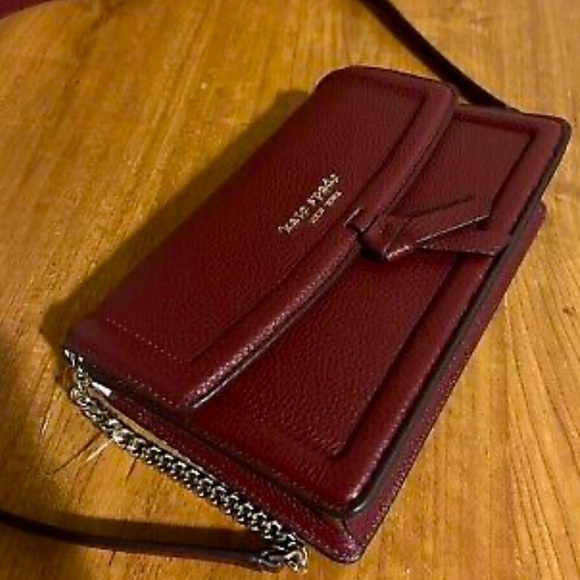 Kate Spade Deep Red bag Leather Crossbody Bag sm Knott details perfect fall NWT - Picture 15 of 15